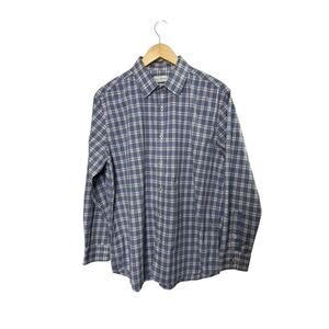 Lucky Brand Blue Plaid Slim Fit Long Sleeve Button Down Shirt Large 16 32/33